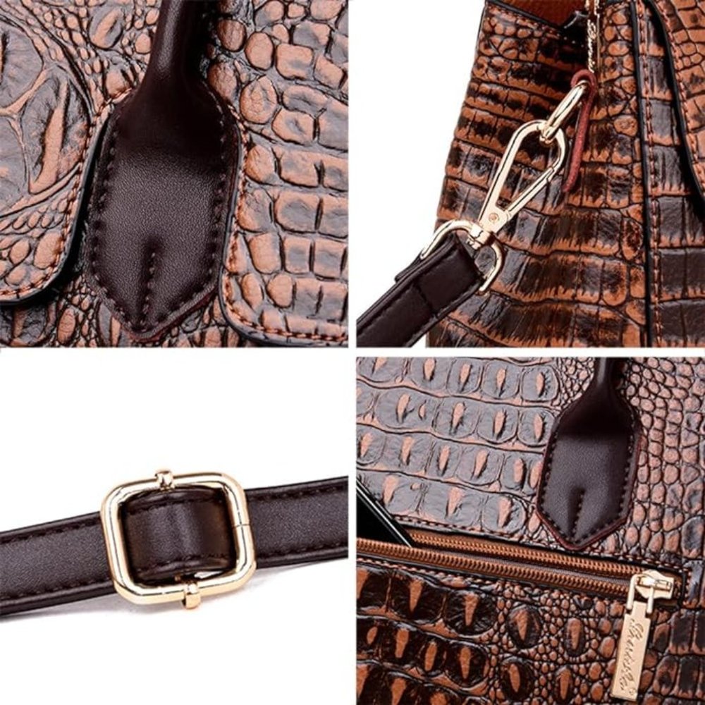 Crocodile Pattern Shoulder Crossbody Bag - Picture 2 of 5